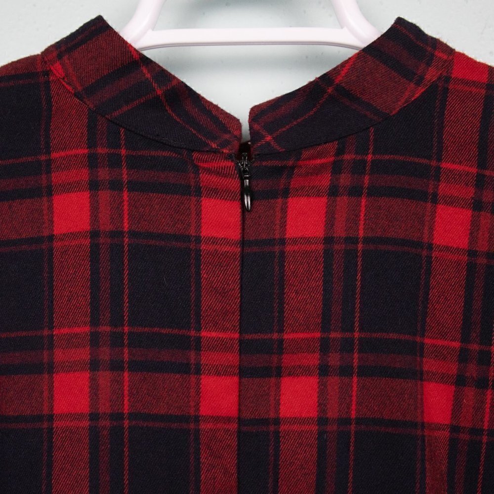 Eloquii red buffalo plaid long sleeve fit and flare dress-16 - Picture 4 of 5